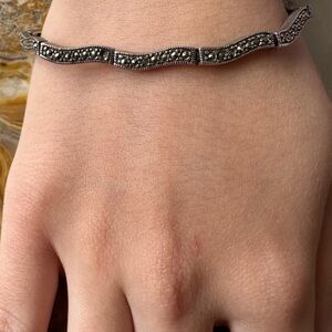 Chic Silver Bracelet with Black Detailing